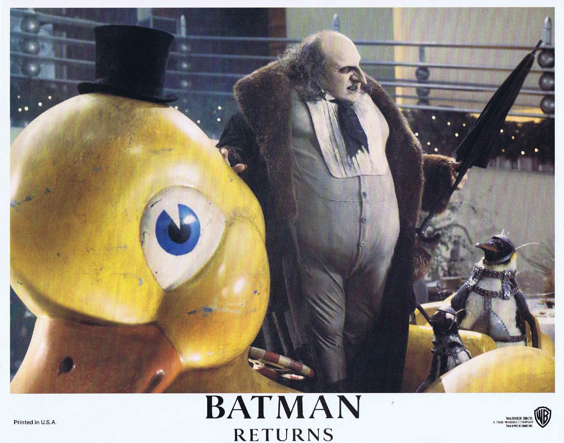 BATMAN RETURNS Original Lobby Card 2 Michael Keaton Danny DeVito Michelle Pfeiffer