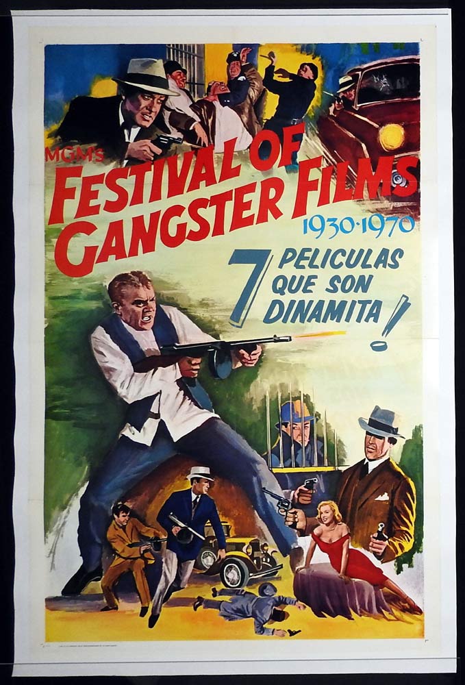 FESTIVAL OF GANGSTER FILMS Original US Spanish Linen Backed One Sheet Movie Poster Marilyn Monroe 1970