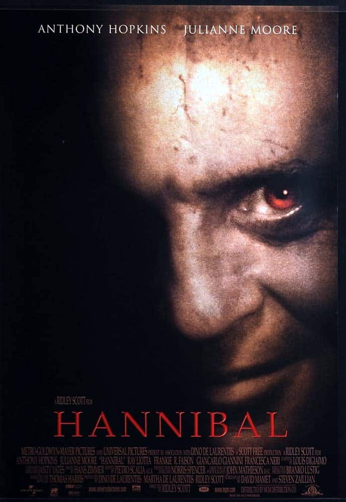 HANNIBAL Original One Sheet Movie Poster Anthony Hopkins Julianne Moore Ray Liotta