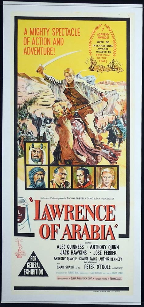 LAWRENCE OF ARABIA Original LINEN BACKED Daybill Movie Poster Peter O’Toole