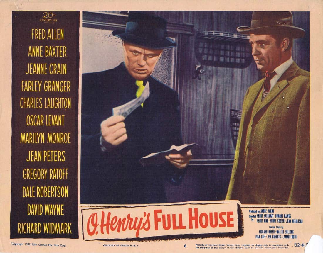 O HENRY’S FULL HOUSE Original Lobby Card 6 Marilyn Monroe Richard Widmark