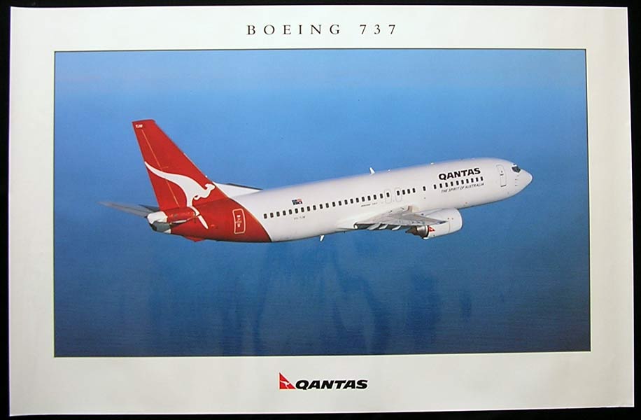 QANTAS 737 Vintage Travel Poster c.1990s