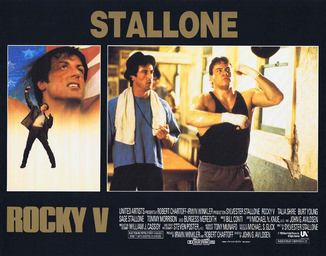 ROCKY V Rare Original UK Lobby Card 2 Sylvester Stallone Talia Shire