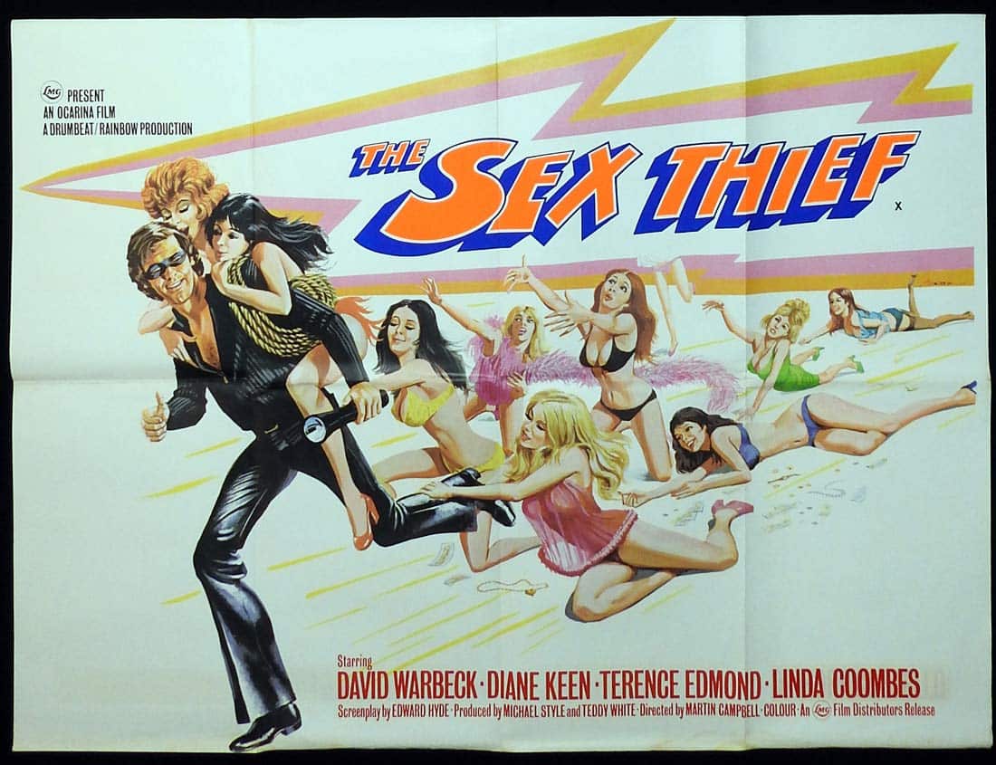 THE SEX THIEF Original British Quad Movie Poster David Warbeck Tom Chantrell Art