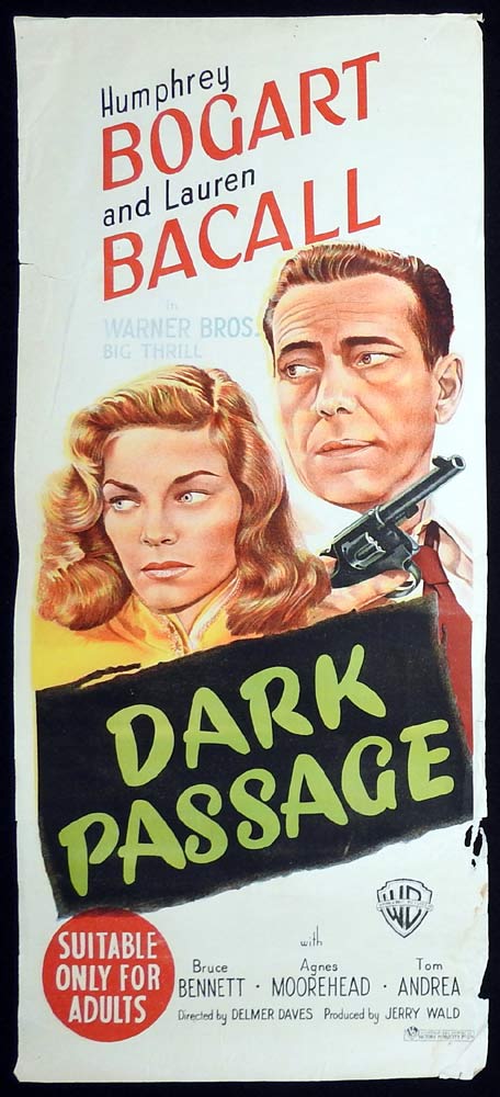 DARK PASSAGE Original Daybill Movie Poster Humphrey Bogart Lauren Bacall