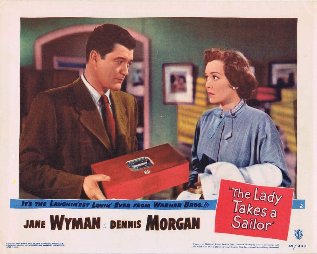 THE LADY TAKES A SAILOR Original Lobby Card 2 Jane Wyman Dennis Morgan