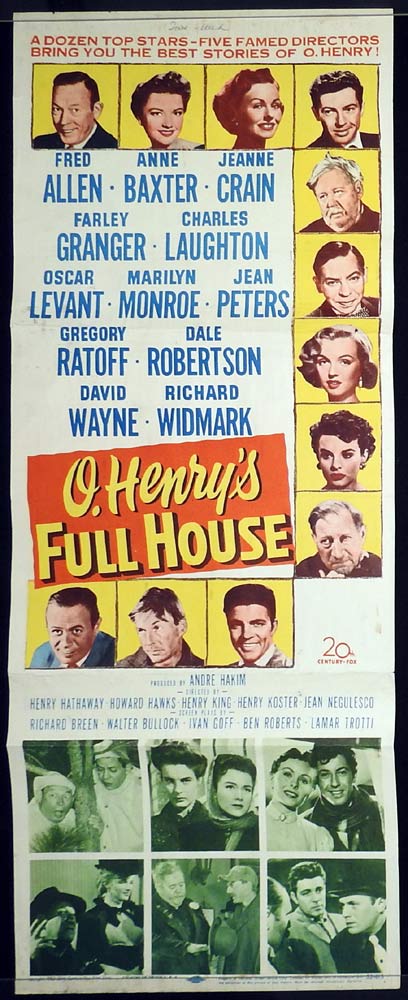 O HENRY’S FULL HOUSE Original US Insert Movie Poster Marilyn Monroe