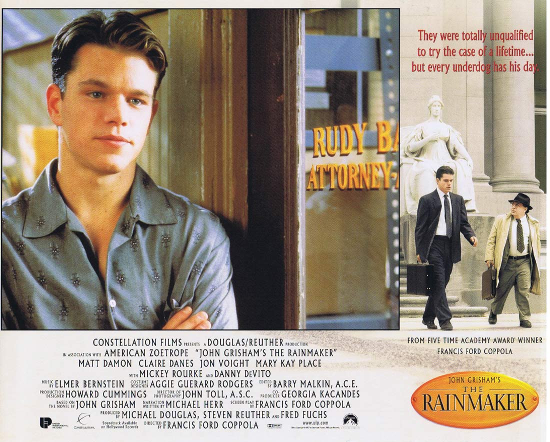 THE RAINMAKER Original Lobby Card 8 Matt Damon Danny DeVito Claire Danes