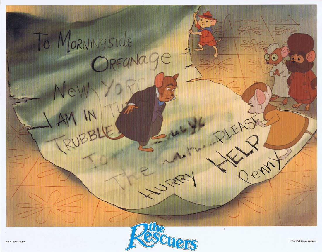 THE RESCUERS Original Lobby Card 2 Bob Newhart Eva Gabor Disney