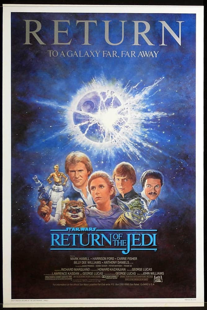 RETURN OF THE JEDI Star Wars Original 1985 release US One sheet Movie poster