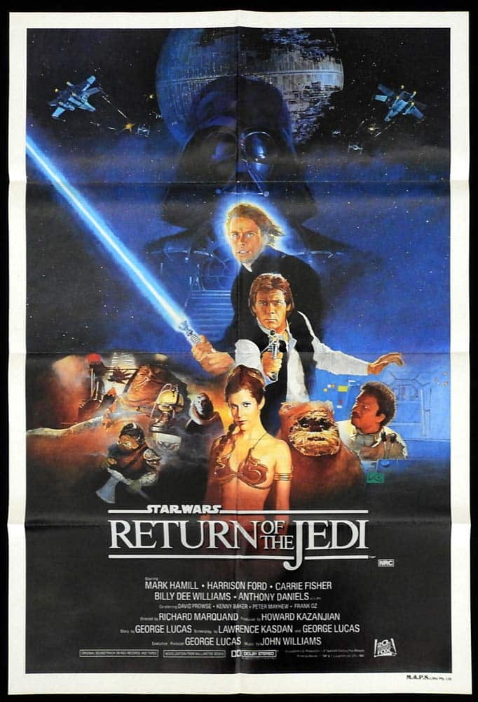 RETURN OF THE JEDI Star Wars Original One sheet Movie poster Cast Style
