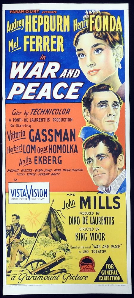 WAR AND PEACE Original Daybill Movie Poster Audrey Hepburn Richardson Studio “A”