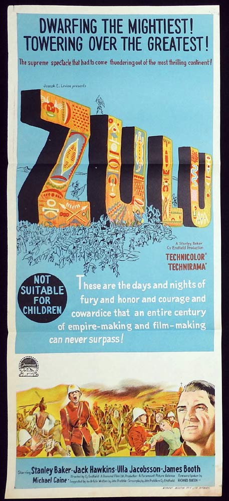 ZULU Original Daybill Movie Poster Stanley Baker Jack Hawkins Michael Caine