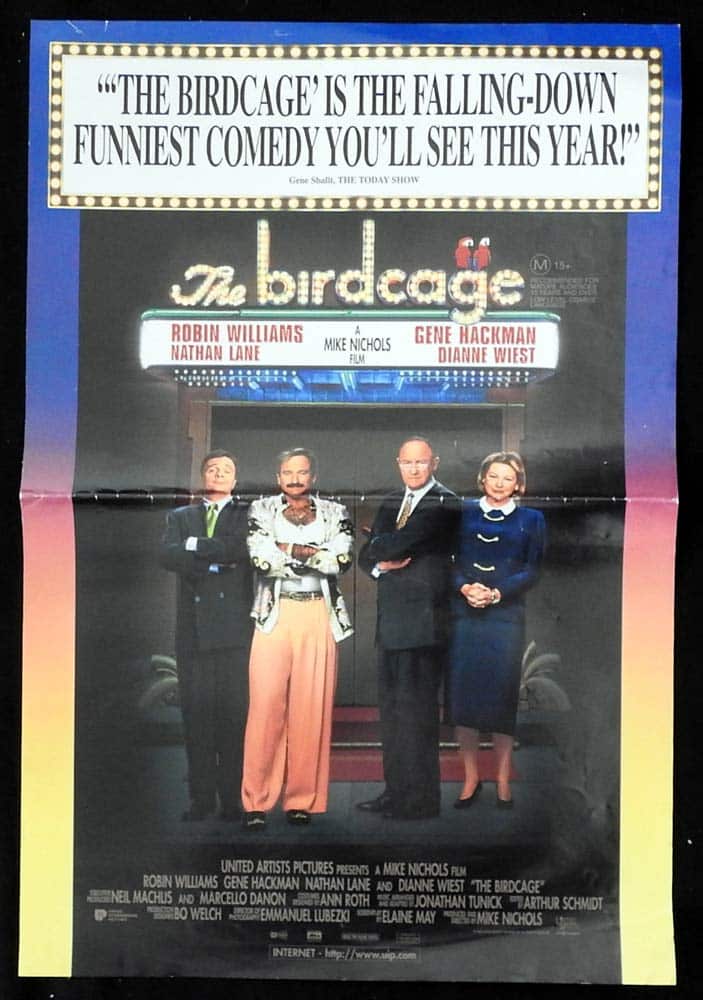 THE BIRDCAGE Original Daybill Movie Poster Robin Williams Gene Hackman Nathan Lane