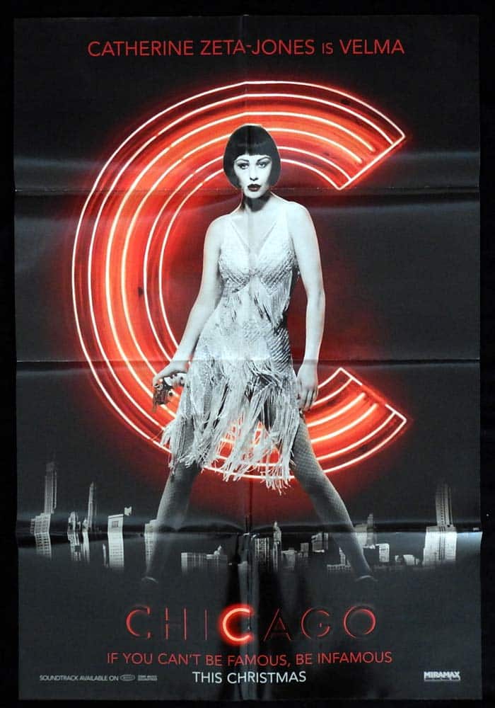 CHICAGO Original One Sheet Movie Poster Renée Zellweger Catherine Zeta-Jones Richard Gere “B”