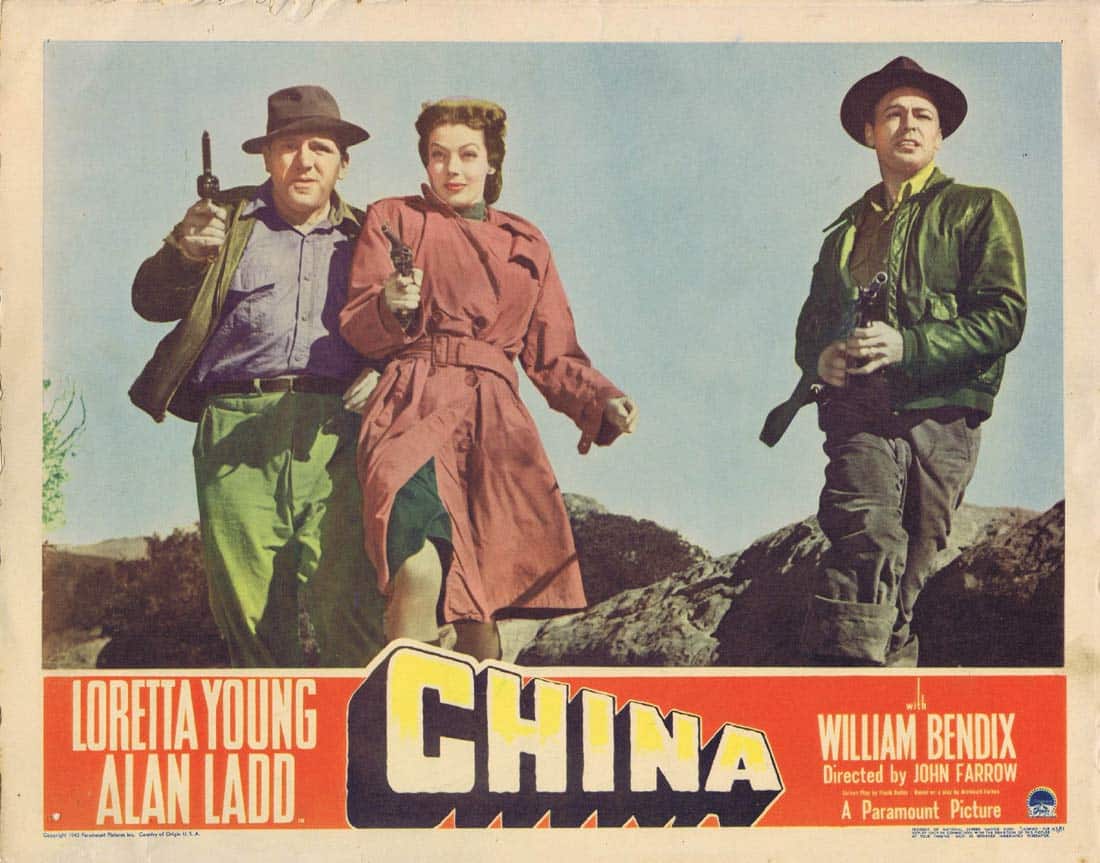 CHINA Original Lobby Card 2 Loretta Young Alan Ladd William Bendix