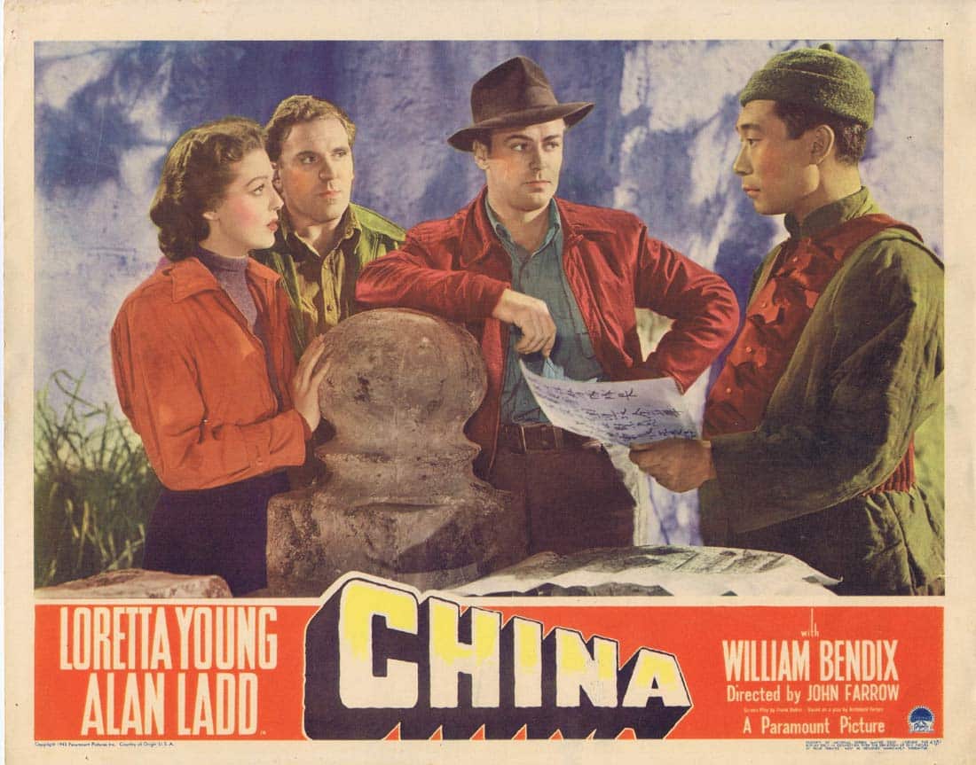 CHINA Original Lobby Card 3 Loretta Young Alan Ladd William Bendix
