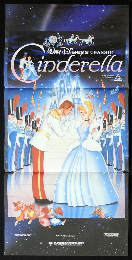 CINDERELLA Original 1990sr Daybill Movie Poster Disney Classic
