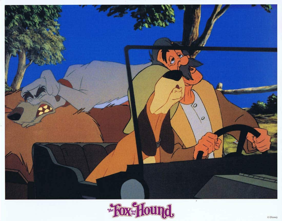 THE FOX AND THE HOUND Original Lobby Card 7 Mickey Rooney Kurt Russell Disney
