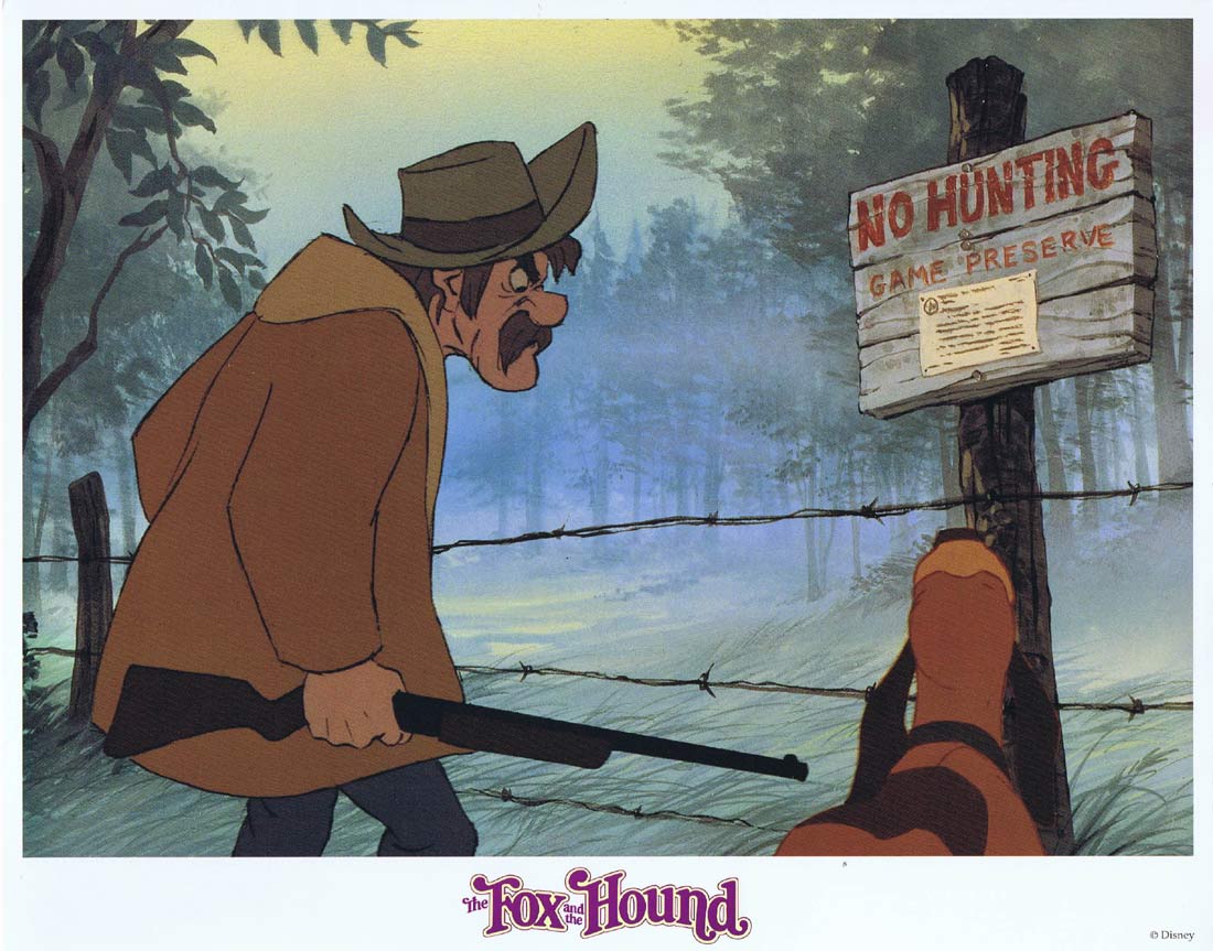 THE FOX AND THE HOUND Original Lobby Card 8 Mickey Rooney Kurt Russell Disney