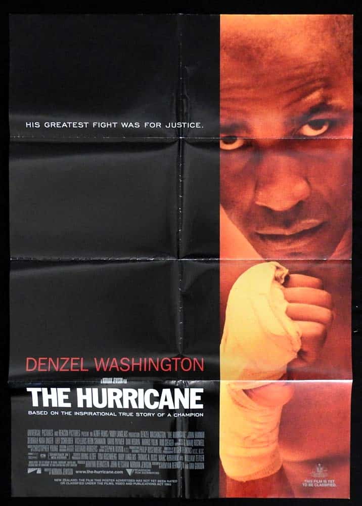 THE HURRICANE Original One Sheet Movie Poster Denzel Washington John Hannah
