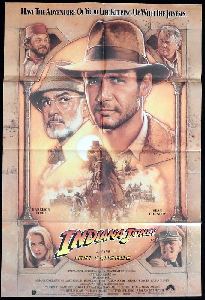 INDIANA JONES AND THE LAST CRUSADE Original One Sheet Movie Poster Harrison Ford Sean Connery