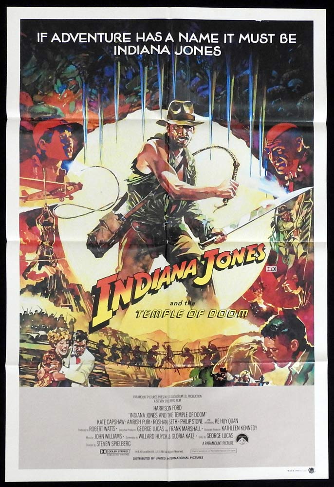 INDIANA JONES AND THE TEMPLE OF DOOM Original One Sheet Movie Poster Harrison Ford Jungle