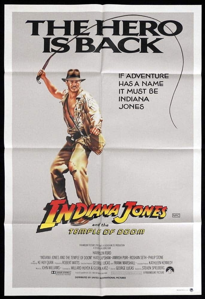 INDIANA JONES AND THE TEMPLE OF DOOM Original One Sheet Movie Poster Harrison Ford Hero