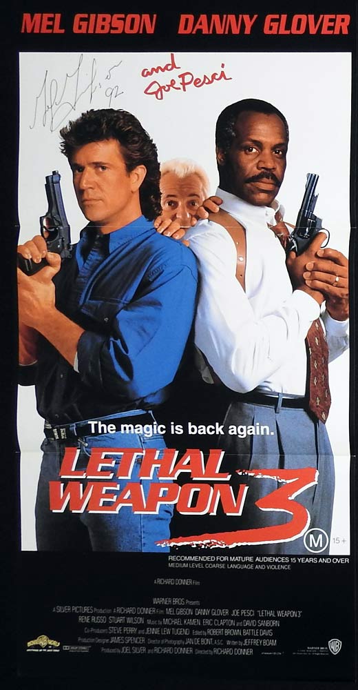 LETHAL WEAPON 3 Australian Daybill Movie Poster Mel Gibson