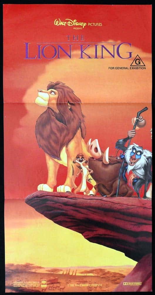 THE LION KING Original Daybill Movie Poster James Earl Jones Matthew Broderick Disney