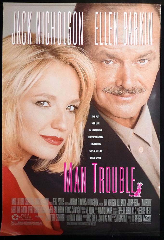 MAN TROUBLE Original DS One Sheet Movie Poster Jack Nicholson Ellen Barkin