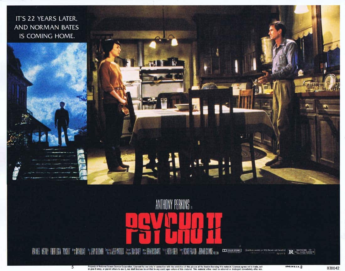 PSYCHO II Original Lobby Card 5 Anthony Perkins as Norman Bates Vera Miles