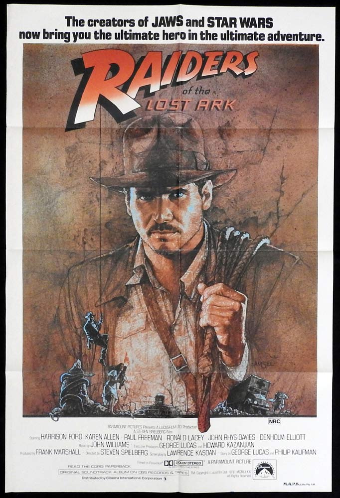 RAIDERS OF THE LOST ARK Original One Sheet Movie Poster Harrison Ford Karen Allen