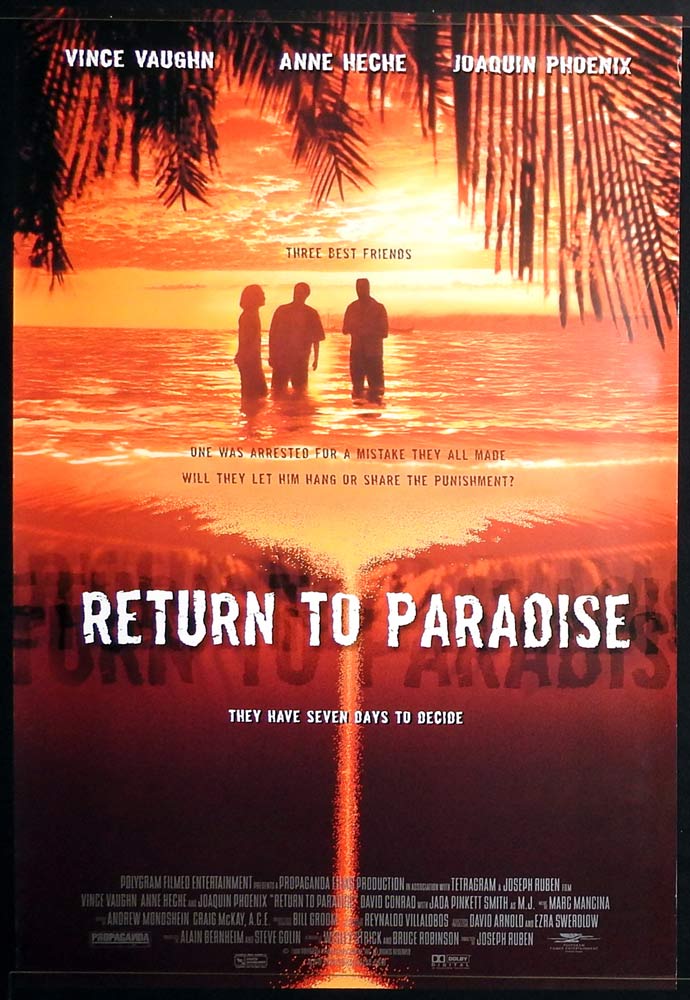 RETURN TO PARADISE Original One Sheet Movie Poster Vince Vaughn Anne Heche Joaquin Phoenix