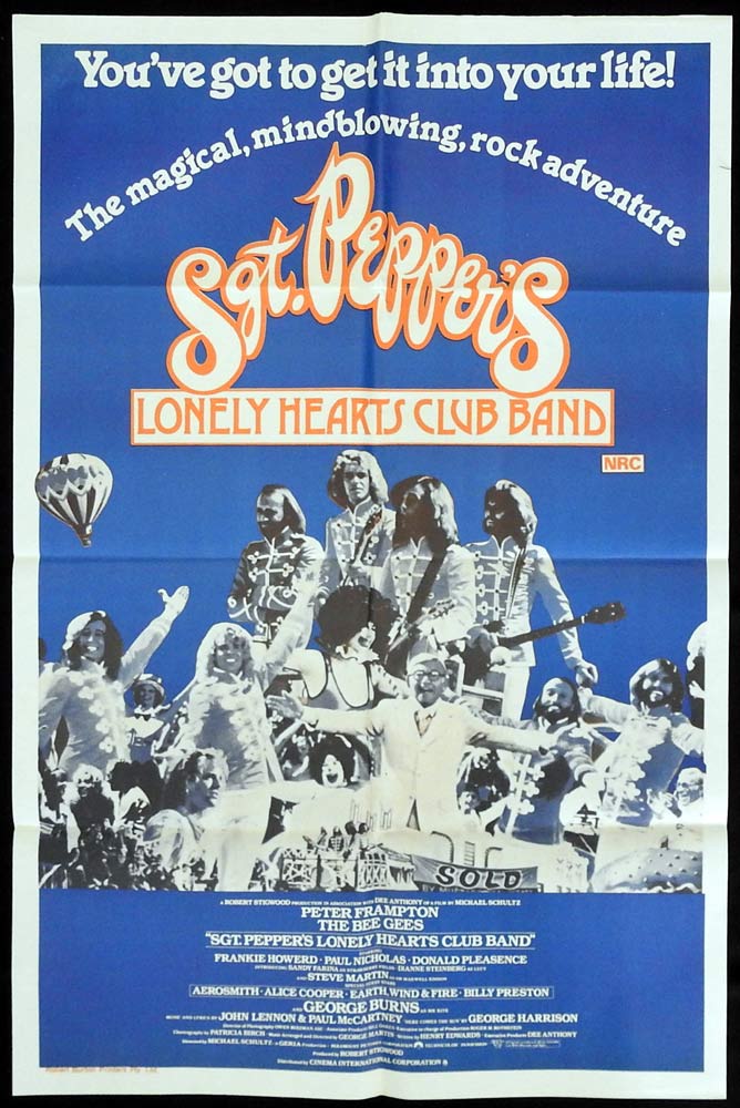 SGT PEPPERS LONELY HEARTS CLUB BAND Original One Sheet Movie Poster The Bee Gees Alice Cooper