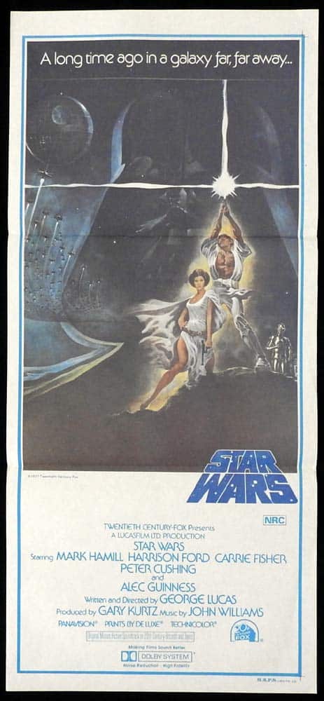 STAR WARS Original FIRST RELEASE Daybill Movie Poster Mark Hamill Harrison Ford
