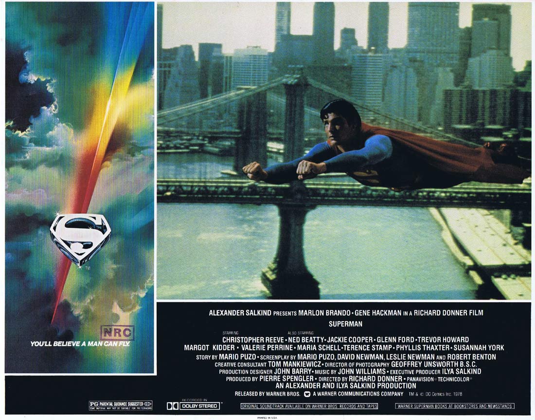 SUPERMAN Original INT Lobby Card 3 Christopher Reeve Marlon Brando Gene Hackman