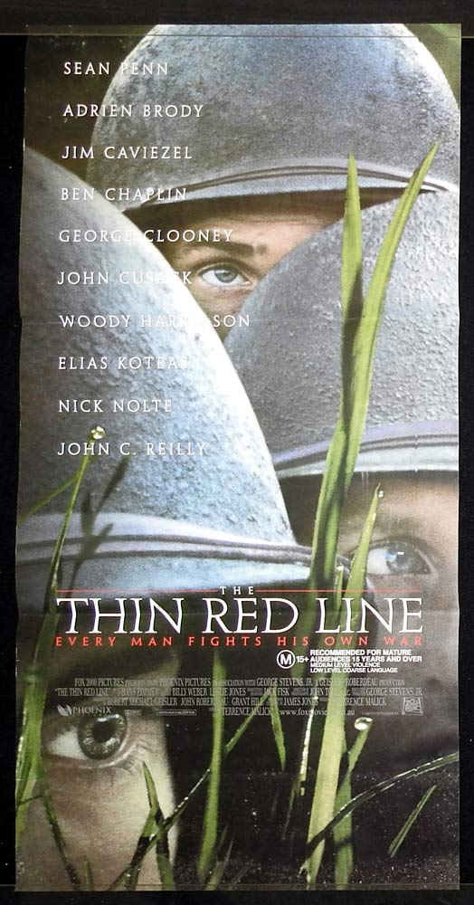 THE THIN RED LINE Original Daybill Movie Poster Sean Penn John Travolta George Clooney