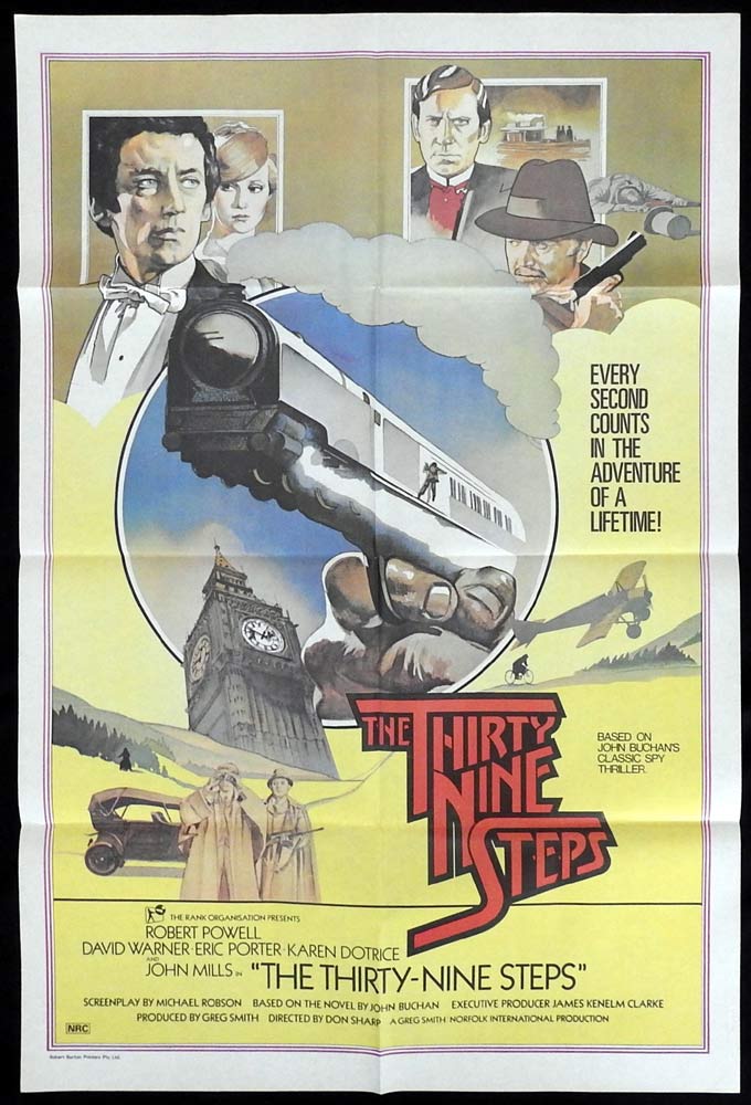 THE THIRTY NINE STEPS Original One Sheet Movie Poster Robert Powell David Warner