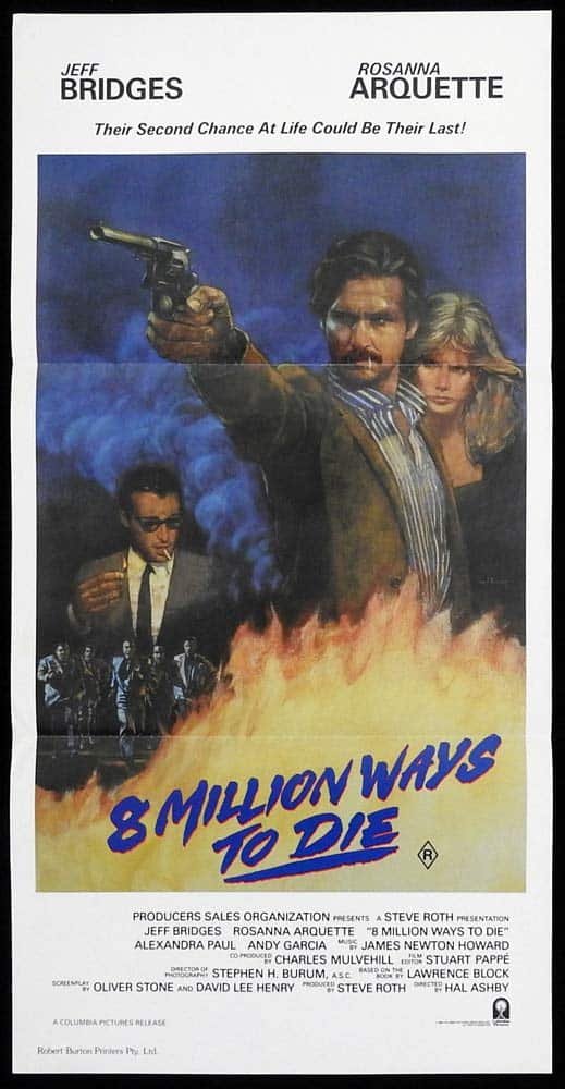 8 MILLION WAYS TO DIE Original Daybill Movie poster Jeff Bridges Rosanna Arquette