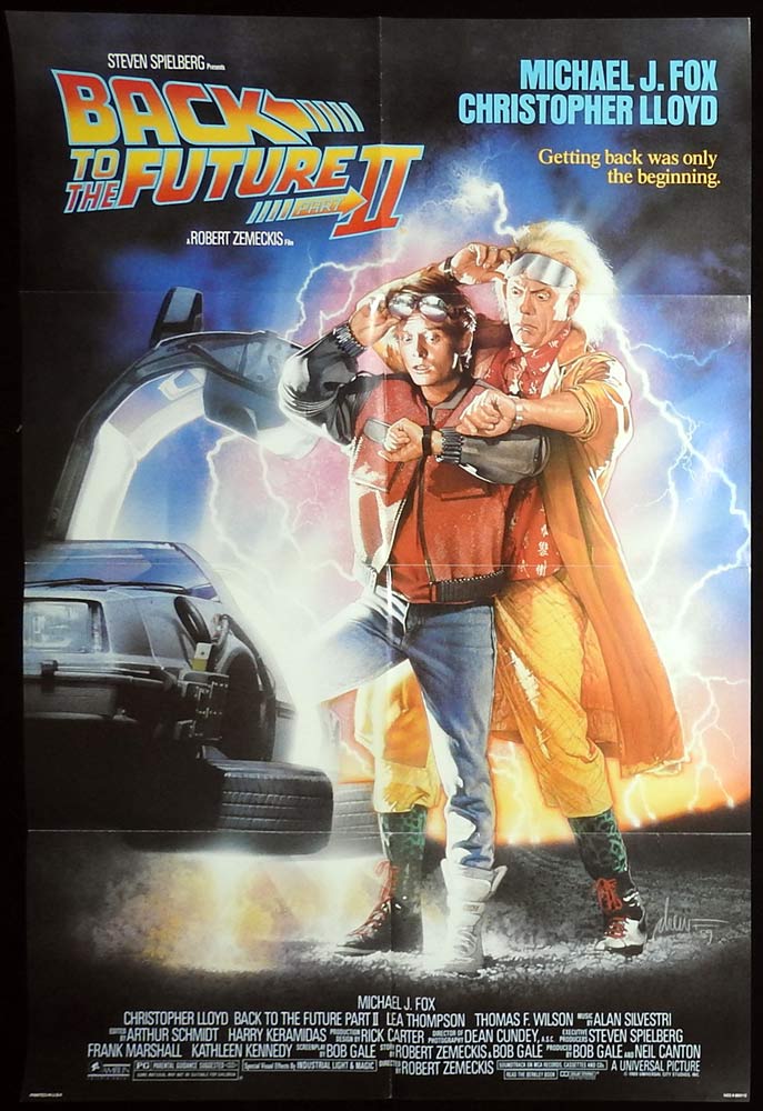 BACK TO THE FUTURE II Original US One Sheet Movie Poster Michael J. Fox Christopher Lloyd