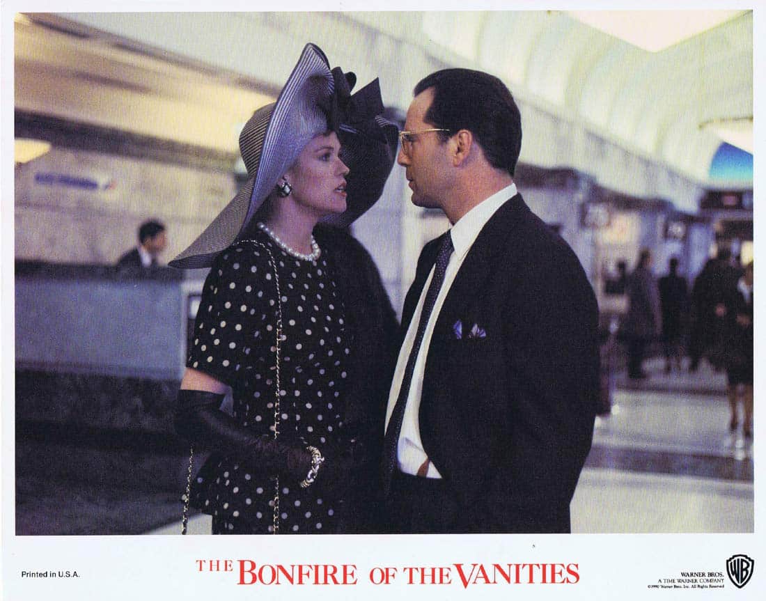 BONFIRE OF THE VANITIES Original Lobby Card 2 Tom Hanks Bruce Willis Melanie Griffith