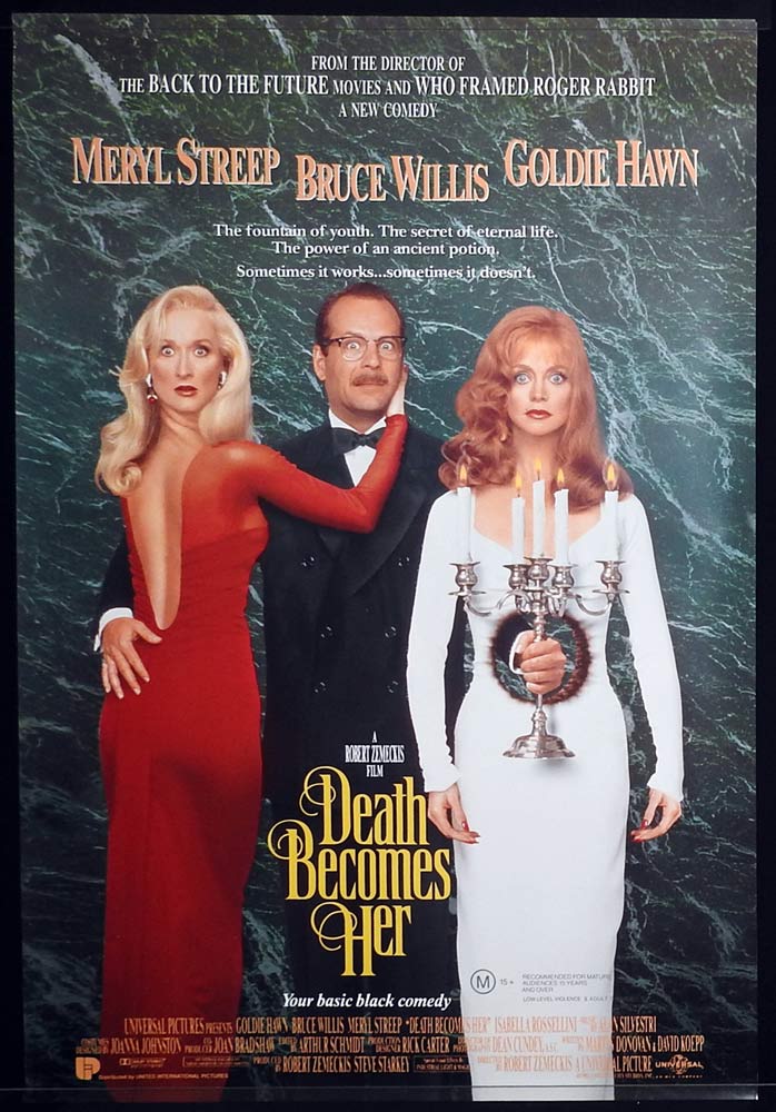 DEATH BECOMES HER Original One Sheet Movie Poster Meryl Streep Bruce Willis Goldie Hawn