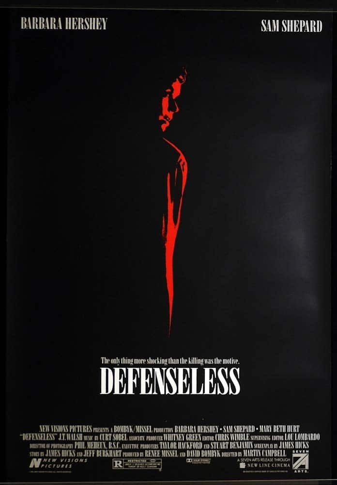 DEFENSELESS Original One Sheet Movie Poster Barbara Hershey Sam Shepard Mary Beth Hurt