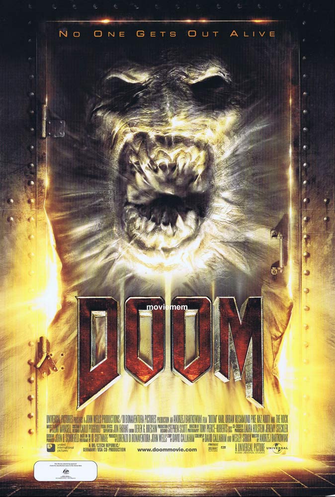 DOOM Original DS ROLLED Daybill Movie Poster Karl Urban Rosamund Pike Dwayne Johnson