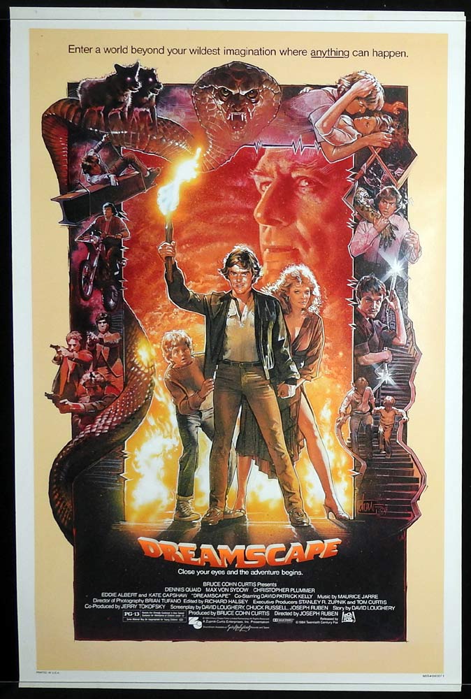 DREAMSCAPE Original One Sheet Movie Poster Dennis Quaid Kate Capshaw Max von Sydow
