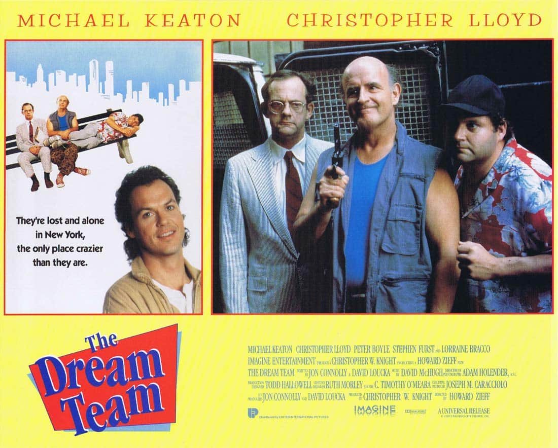 THE DREAM TEAM Original US Lobby card 2 Michael Keaton Christopher Lloyd Peter Boyle