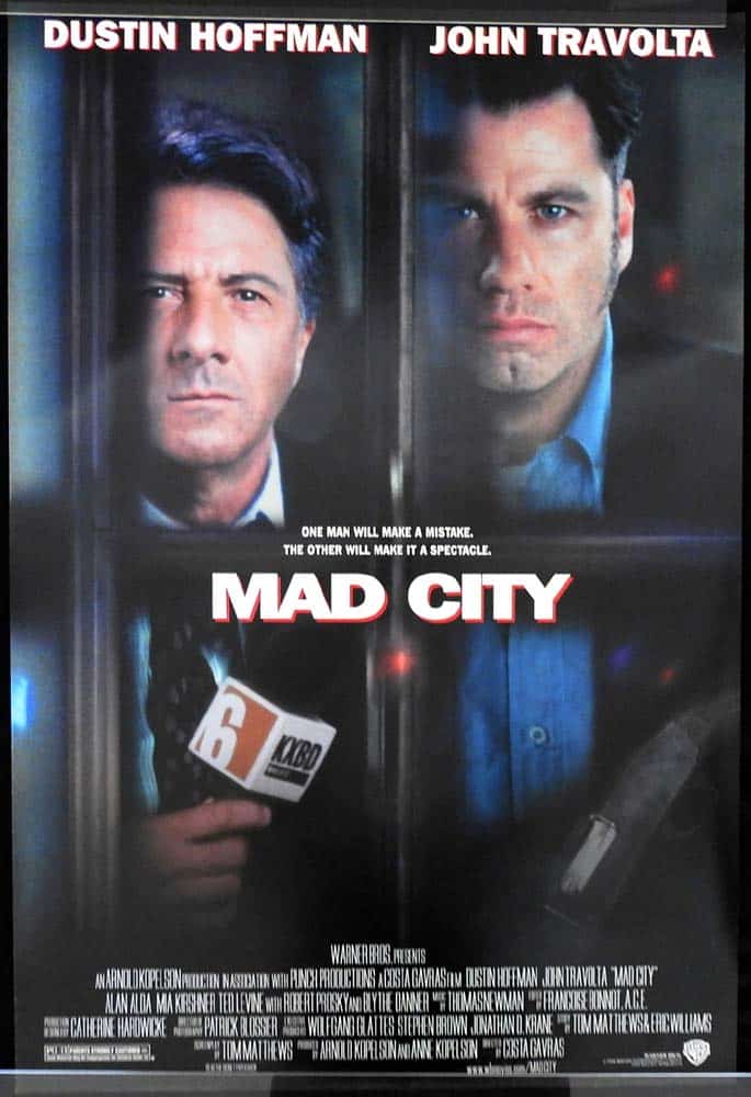 MAD CITY Original One Sheet Movie Poster Dustin Hoffman John Travolta Alan Alda