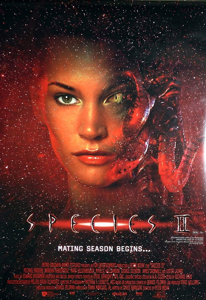 SPECIES II Original One Sheet Movie Poster Michael Madsen Natasha Henstridge