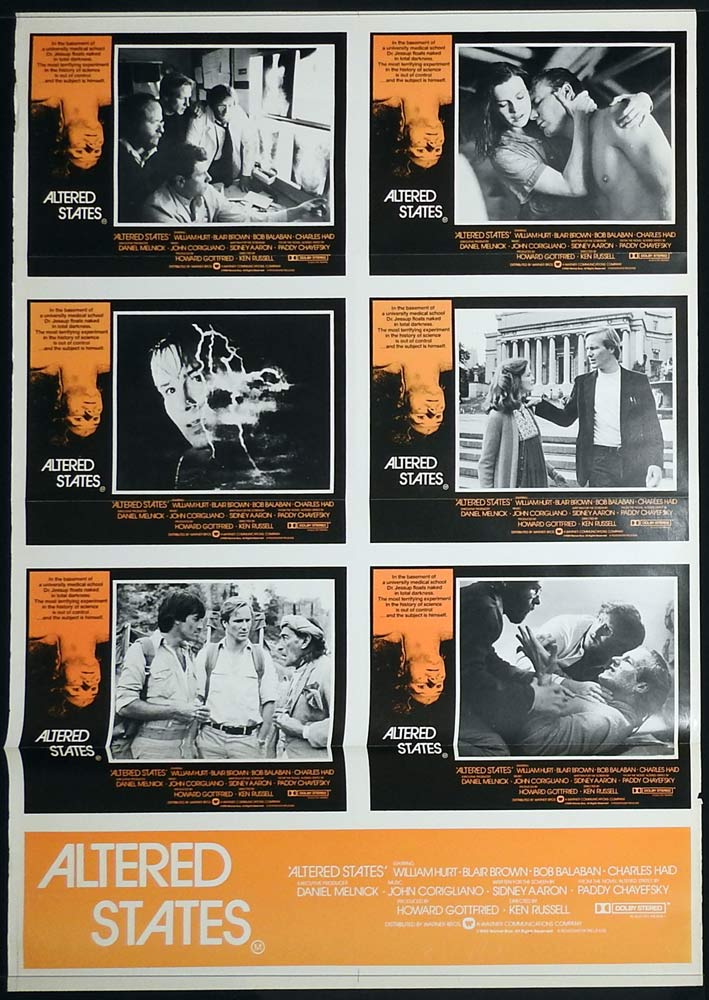 ALTERED STATES Original Photo sheet Movie poster William Hurt Blair Brown